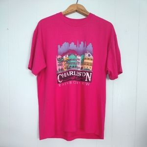 Vintage SC Tee T-shirt Magenta 1988 Rainbow Row Charleston Hanes Carolina XL